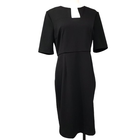 Trina Turk Black Sheath Lined Dress Notch Crew Neckline 10 EUC - Picture 8 of 8